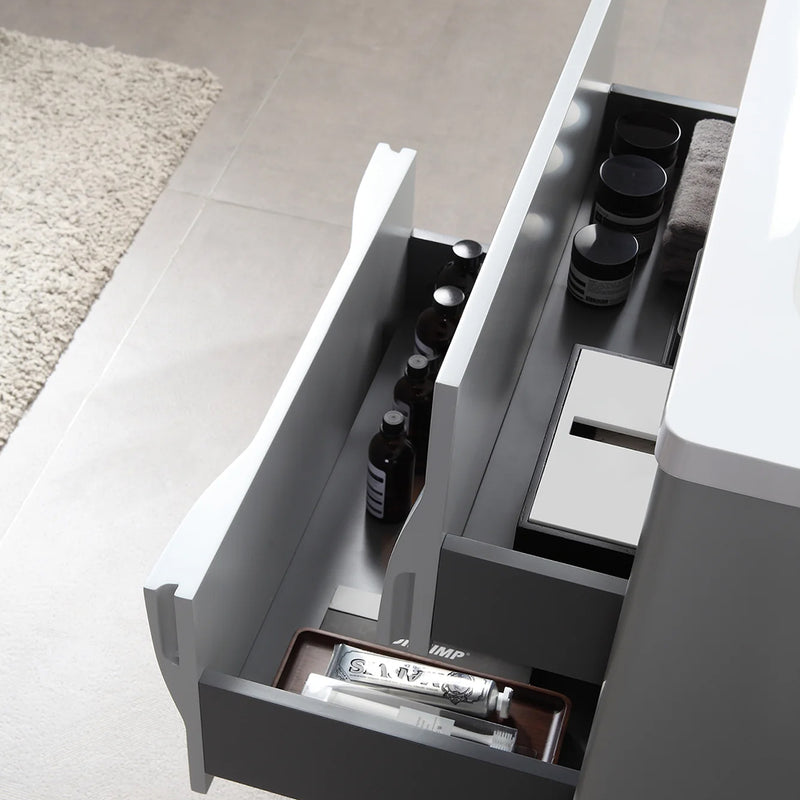 Colmar 2 Drawers Bathroom Vanity with Acrylic Sink - Wall Mount - 30" Wood/Light Gray