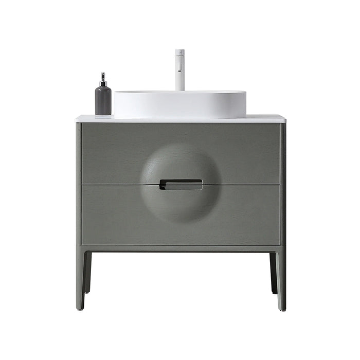 Colmar 2 Drawers Bathroom Vanity with Acrylic Top and Vessel Sink - Floor Mount - 36" Wood/Olive Green