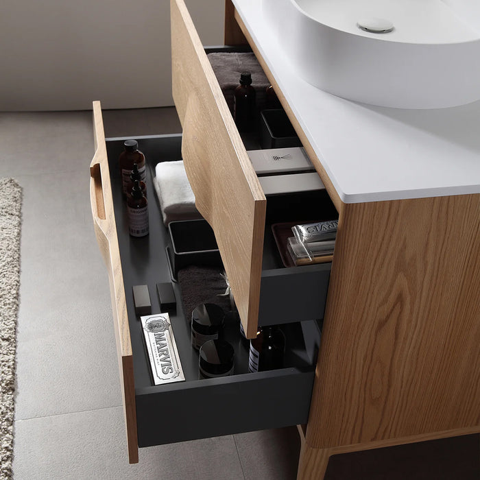 Colmar 2 Drawers Bathroom Vanity with Acrylic Top and Vessel Sink - Floor Mount - 36" Wood/Whitewash Oak