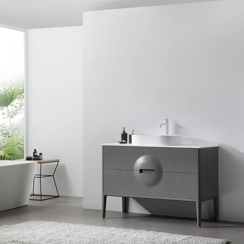 Colmar 2 Drawers Bathroom Vanity with Acrylic Top and Vessel Sink - Floor Mount - 48" Wood/Olive Green