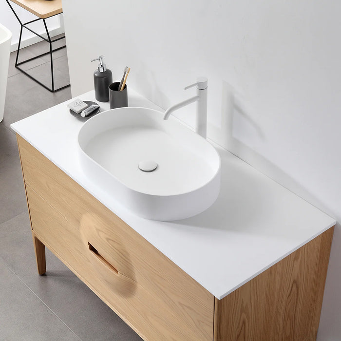 Colmar 2 Drawers Bathroom Vanity with Acrylic Top and Vessel Sink - Floor Mount - 48" Wood/Whitewash Oak