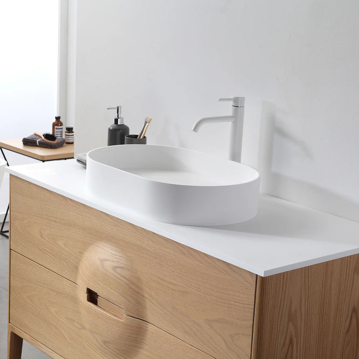 Colmar 2 Drawers Bathroom Vanity with Acrylic Top and Vessel Sink - Floor Mount - 48" Wood/Whitewash Oak