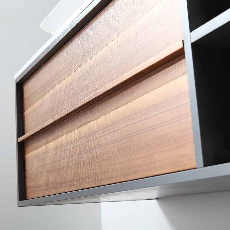 Goreme 2 Drawers And 2 Open Shelf Bathroom Vanity with Solid Surface Top and Vessel Sink - Wall Mount - 48" Wood/Walnut/Dark Gray