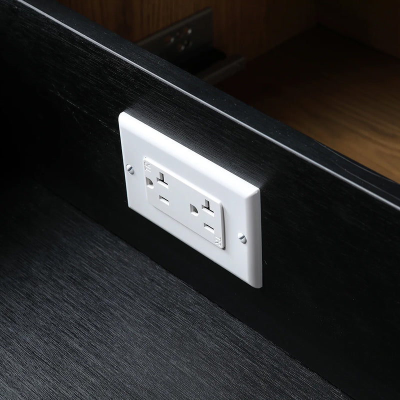 Matera 2 Drawers + 1 Open Shelf Bathroom Vanity with Black Quartz Sink - Wall Mount - 48" Wood/Pecan Oak