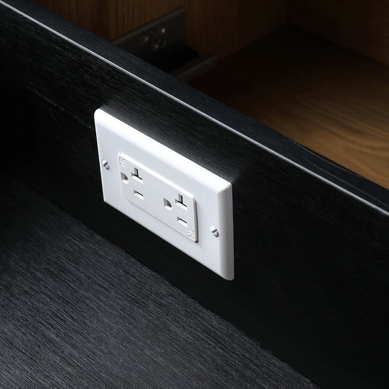 Matera 2 Drawers + 1 Open Shelf Bathroom Vanity with Black Quartz Sink - Wall Mount - 48" Wood/Charcoal