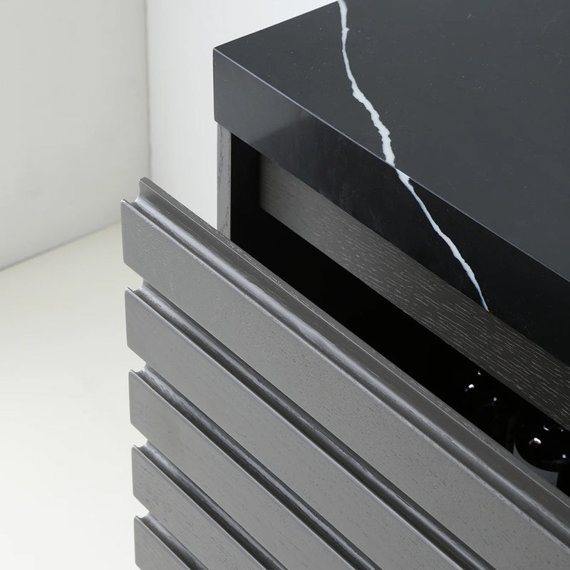 Matera 2 Drawers + 1 Open Shelf Bathroom Vanity with Black Quartz Sink - Wall Mount - 60" Wood/Charcoal