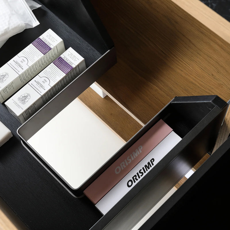 Matera 2 Drawers + 1 Open Shelf Bathroom Vanity with Black Quartz Sink - Wall Mount - 72" Wood/Pecan Oak