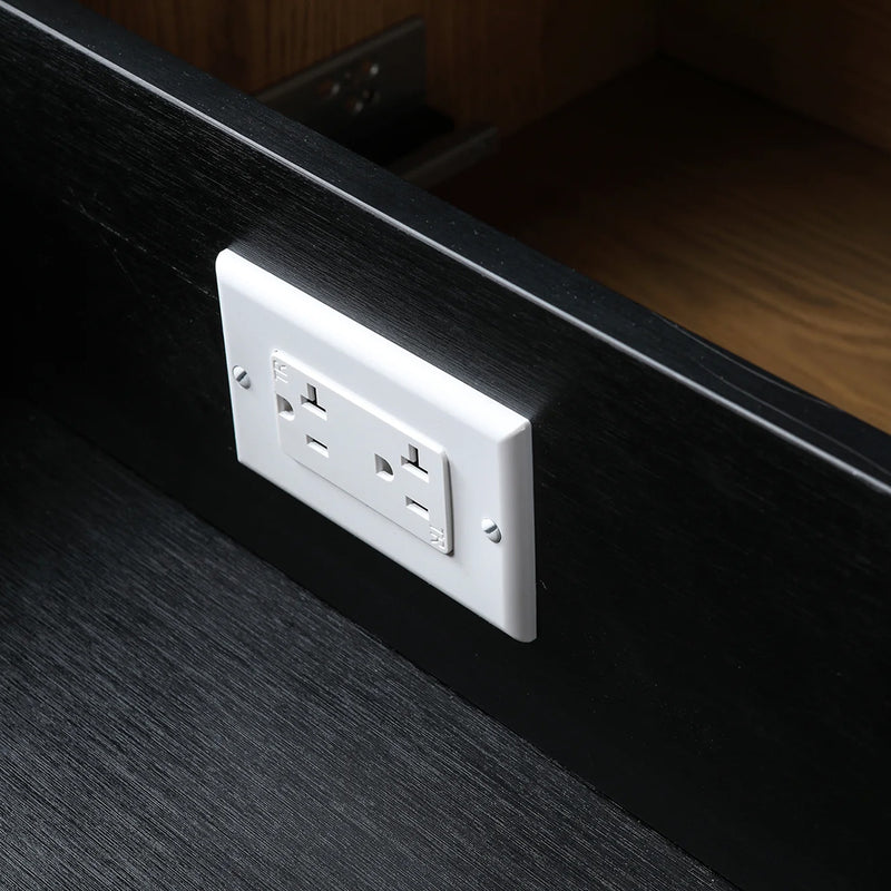 Matera 1 Drawer + 1 Open Shelf Bathroom Vanity With White Stone Sink - Wall Mount - 36" Wood/Charcoal