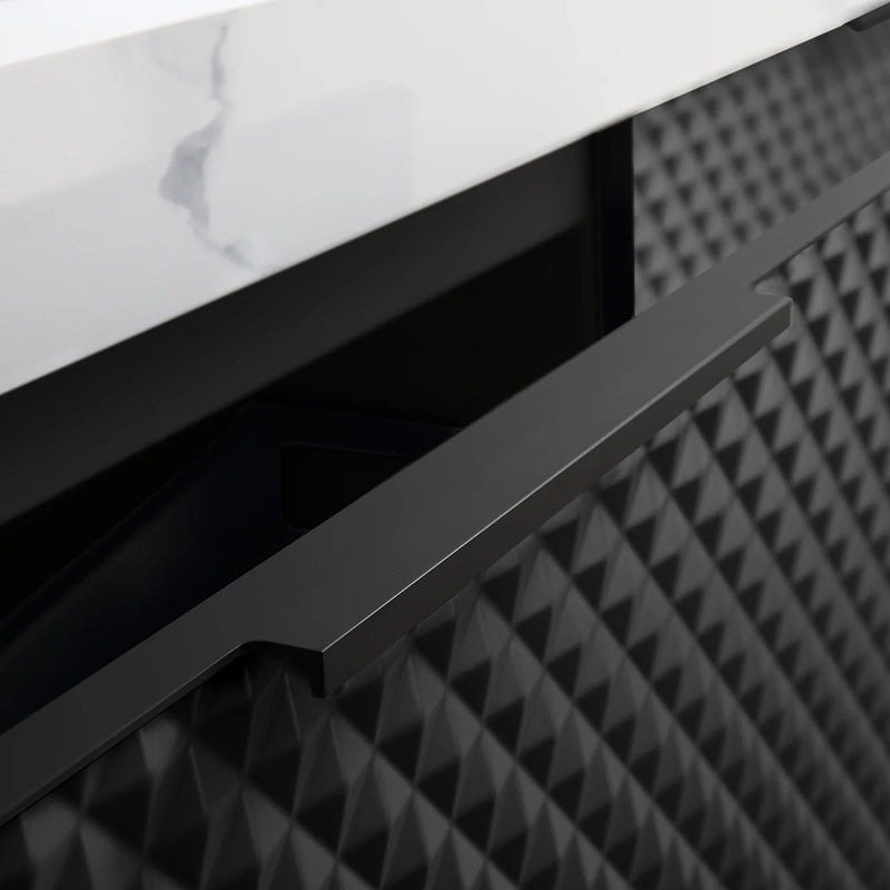 Manarola 2 Drawers Bathroom Vanity with Quartz Sink - Wall Mount - 60" Wood/Black Of Night