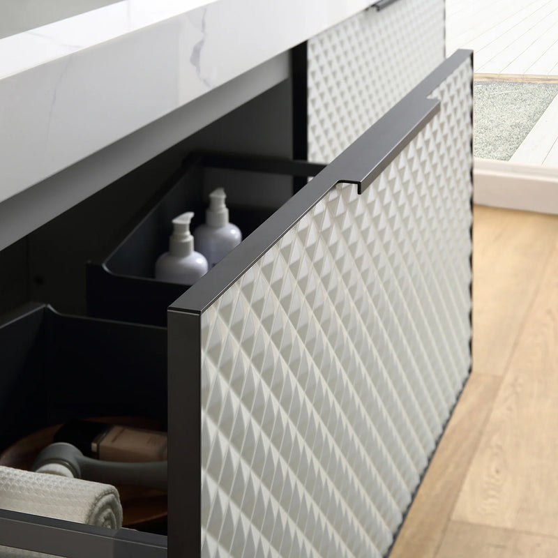 Manarola 2 Drawers Bathroom Vanity with Quartz Sink - Wall Mount - 60" Wood/Silver Grey