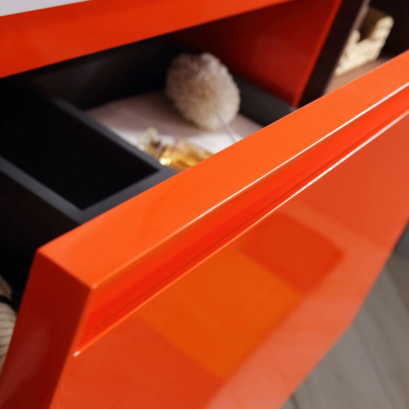 Manarola 1 Drawer And 2 Open Shelf Bathroom Vanity with Quartz Sink - Wall Mount - 42" Wood/Red Amber/Dark Walnut