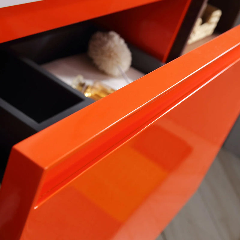 Manarola 1 Drawer And 4 Open Shelf Bathroom Vanity with Quartz Sink - Wall Mount - 60" Wood/Red Amber/Dark Walnut