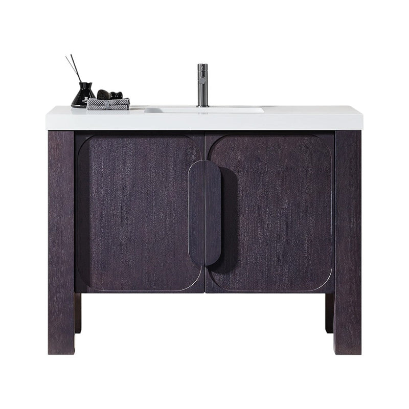 Munich 2 Doors Bathroom Vanity with White Quartz Sink - Floor Mount - 48" Wood/Espresso Oak