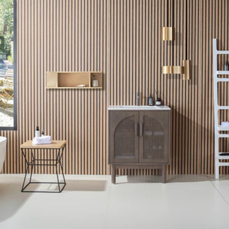 Nara 2 Doors Bathroom Vanity with Quartz Countertop - Floor Mount - 30" Wood/Chestnut Oak