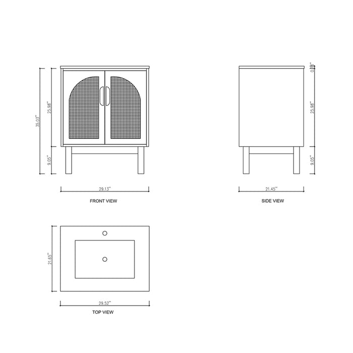 Nara 2 Doors Bathroom Vanity with Quartz Countertop - Floor Mount - 30" Wood/Chestnut Oak