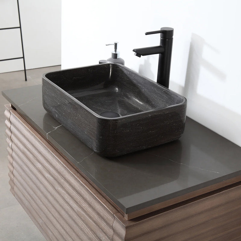 Ocala 1 Drawer Bathroom Vanity with Quartz Top and Vessel Sink - Wall Mount - 36" Wood/Chestnut