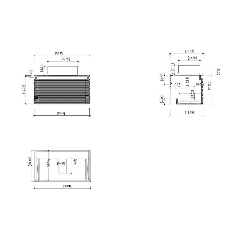 Ocala 1 Drawer Bathroom Vanity with Quartz Top and Vessel Sink - Wall Mount - 36" Wood/Chestnut