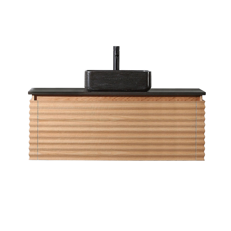 Ocala 1 Drawer Bathroom Vanity with Quartz Sink and Vessel Sink - Wall Mount - 48" Wood/Maple