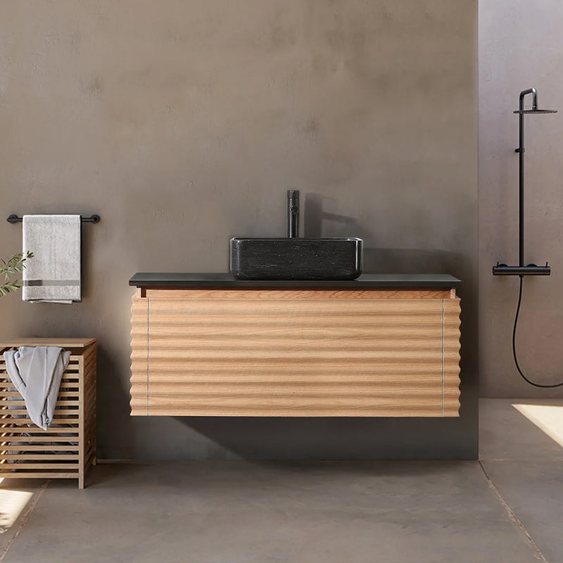 Ocala 1 Drawer Bathroom Vanity with Quartz Sink and Vessel Sink - Wall Mount - 48" Wood/Maple