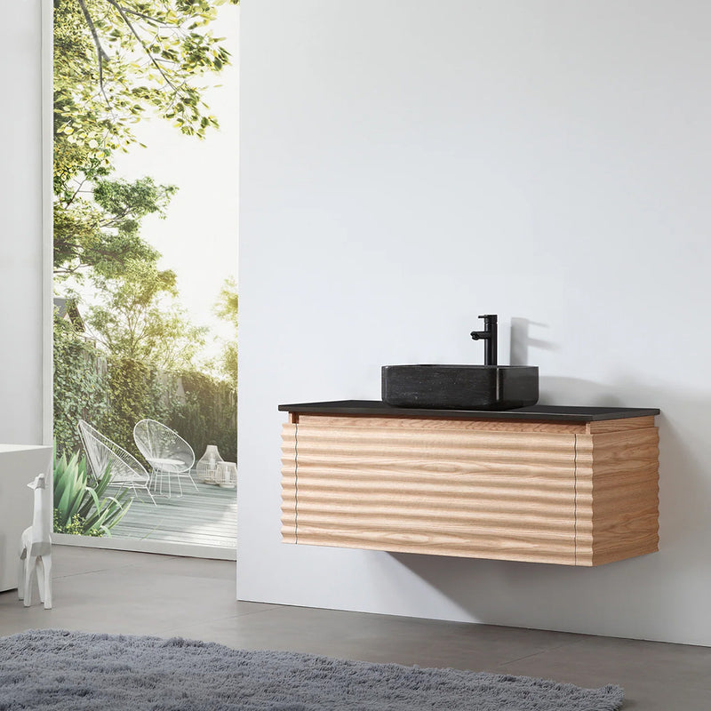 Ocala 1 Drawer Bathroom Vanity with Quartz Sink and Vessel Sink - Wall Mount - 48" Wood/Maple