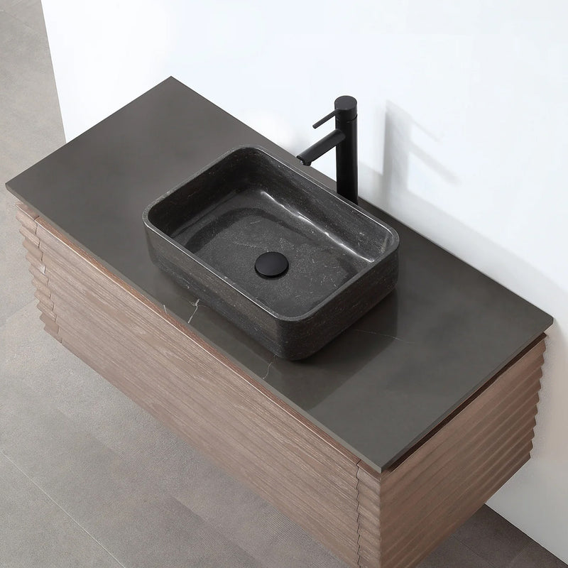 Ocala 1 Drawer Bathroom Vanity with Quartz Sink and Vessel Sink - Wall Mount - 48" Wood/Chestnut