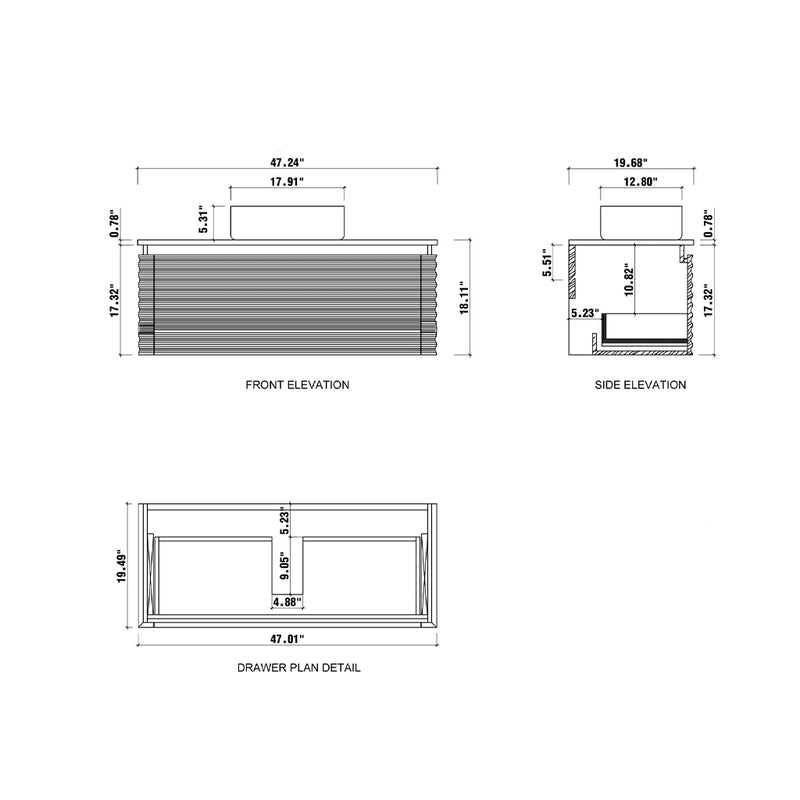 Ocala 1 Drawer Bathroom Vanity with Quartz Sink and Vessel Sink - Wall Mount - 48" Wood/Chestnut