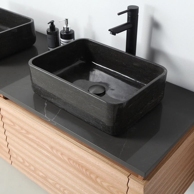 Ocala 2 Drawers Bathroom Vanity with Quartz Top and Double Vessel Sinks - Wall Mount - 60" Wood/Maple