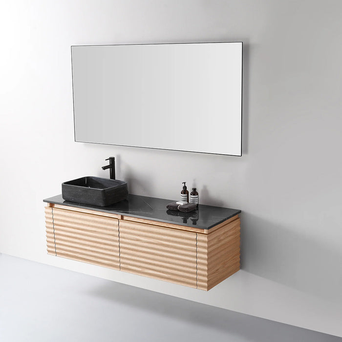 Ocala 2 Drawers Bathroom Vanity with Quartz Top and Left Vessel Sink - Wall Mount - 60" Wood/Maple