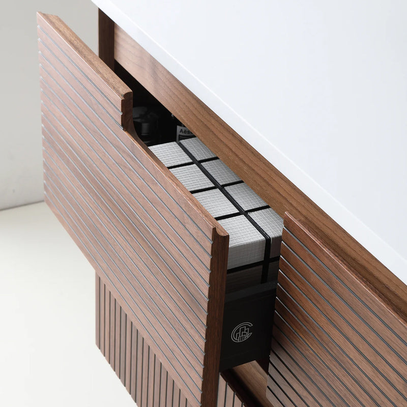 Orsa 4 Drawers Bathroom Vanity with Quartz Top and Vessel Sink - Wall Mount - 48" Wood/Walnut