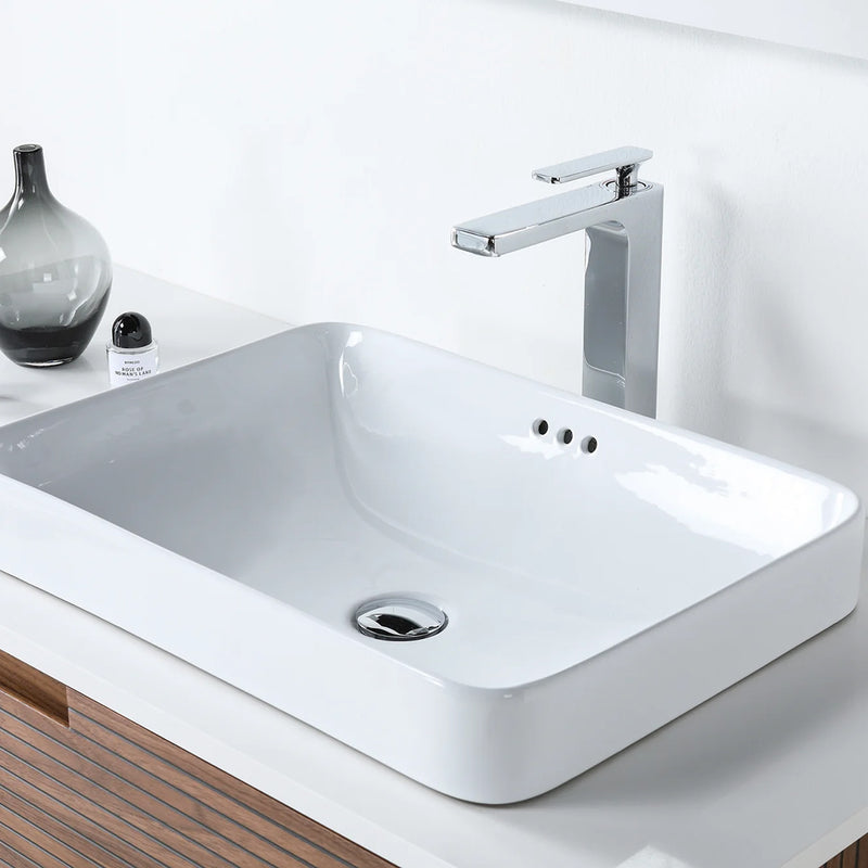 Orsa 4 Drawers Bathroom Vanity with Quartz Top and Vessel Sink - Wall Mount - 48" Wood/Walnut