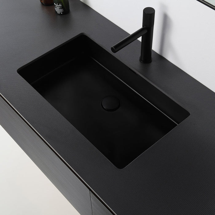 Oslo 2 Drawers Bathroom Vanity with Solid Surface Sink - Wall Mount - 60" Wood/Matte Black/Whitewash