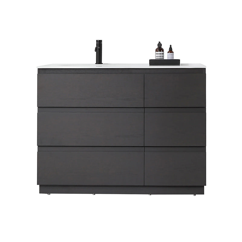 Rothenburg 6 Drawers Bathroom Vanity with Acrylic Sink - Floor Mount - 42" Wood/Charcoal