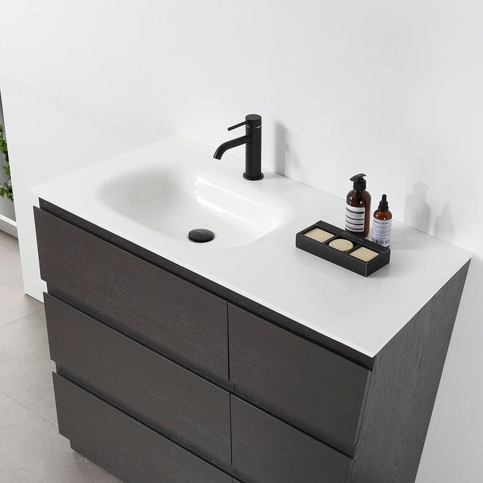 Rothenburg 6 Drawers Bathroom Vanity with Acrylic Sink - Floor Mount - 42" Wood/Charcoal