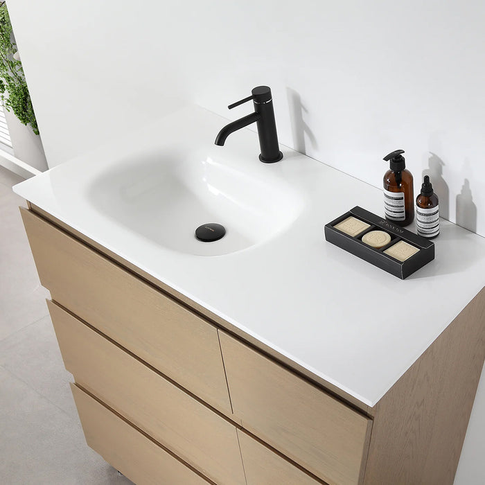 Rothenburg 6 Drawers Bathroom Vanity with Acrylic Sink - Floor Mount - 42" Wood/Golden Oak
