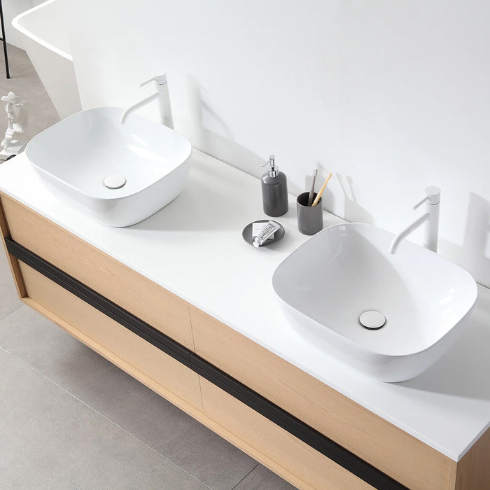 Sintra 4 Drawers Bathroom Vanity with Quartz Top and Vessel Sink - Wall Mount - 72" Wood/Whitewash Oak