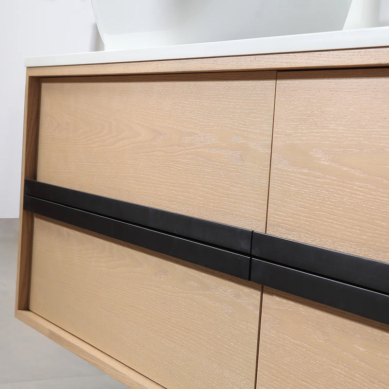 Sintra 4 Drawers Bathroom Vanity with Quartz Top and Vessel Sink - Wall Mount - 72" Wood/Whitewash Oak