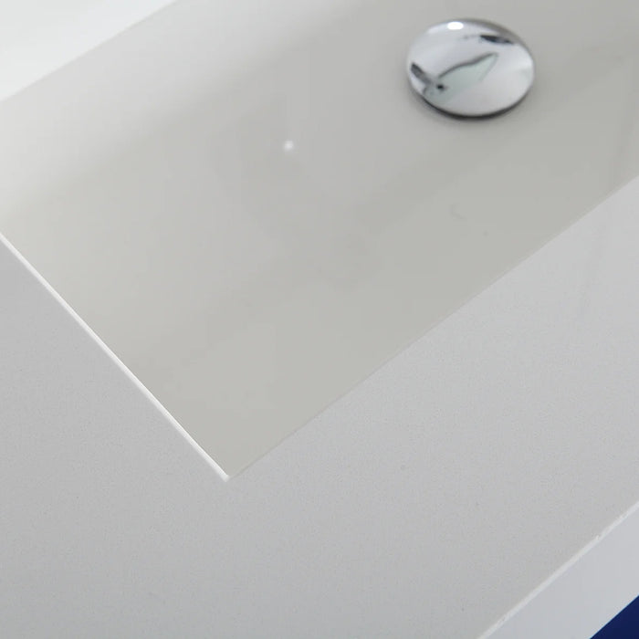 Texel 1 Drawer And 1 Open Shelf Bathroom Vanity with Quartz Sink - Floor Mount - 42" Wood/Metal/Navy Blue/Gold