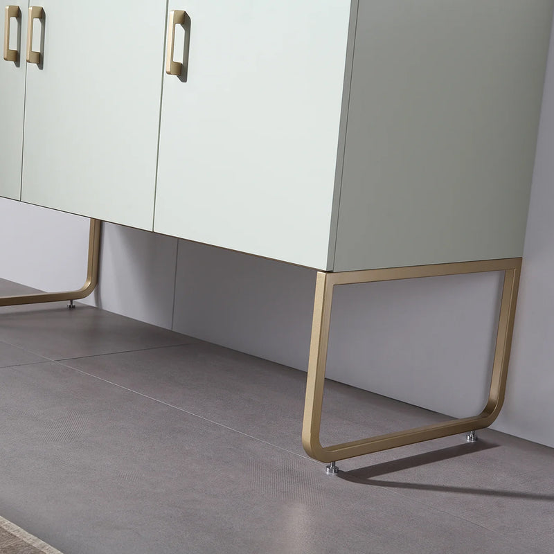 Veemon 3 Doors Bathroom Vanity with Quartz Sink - Floor Mount - 48" Wood/Metal/Pine/Gold