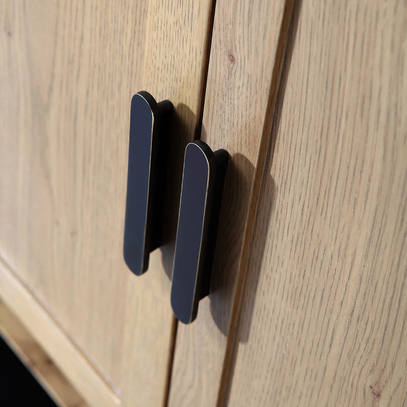 Winchester 2 Doors Bathroom Vanity with Black Quartz Sink - Floor Mount - 36" Wood/Pecan Oak