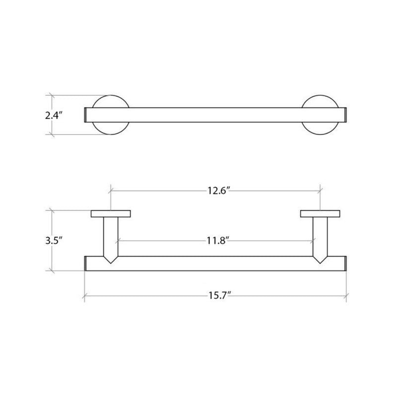 Napie Towel Bar - Wall Mount - 16" Brass/Polished Chrome