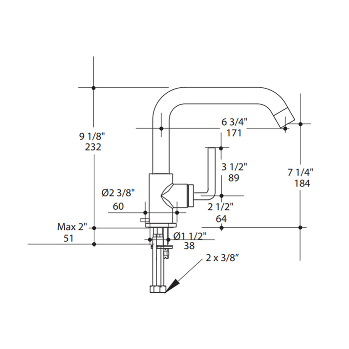 Cigno Bathroom Faucet - Widespread - 10" Brass/Matt Black