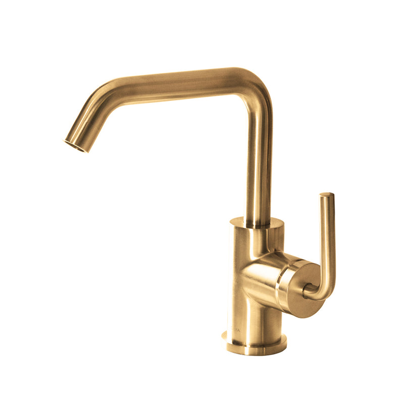 Cigno Bathroom Faucet - Widespread - 10" Brass/Brushed Gold
