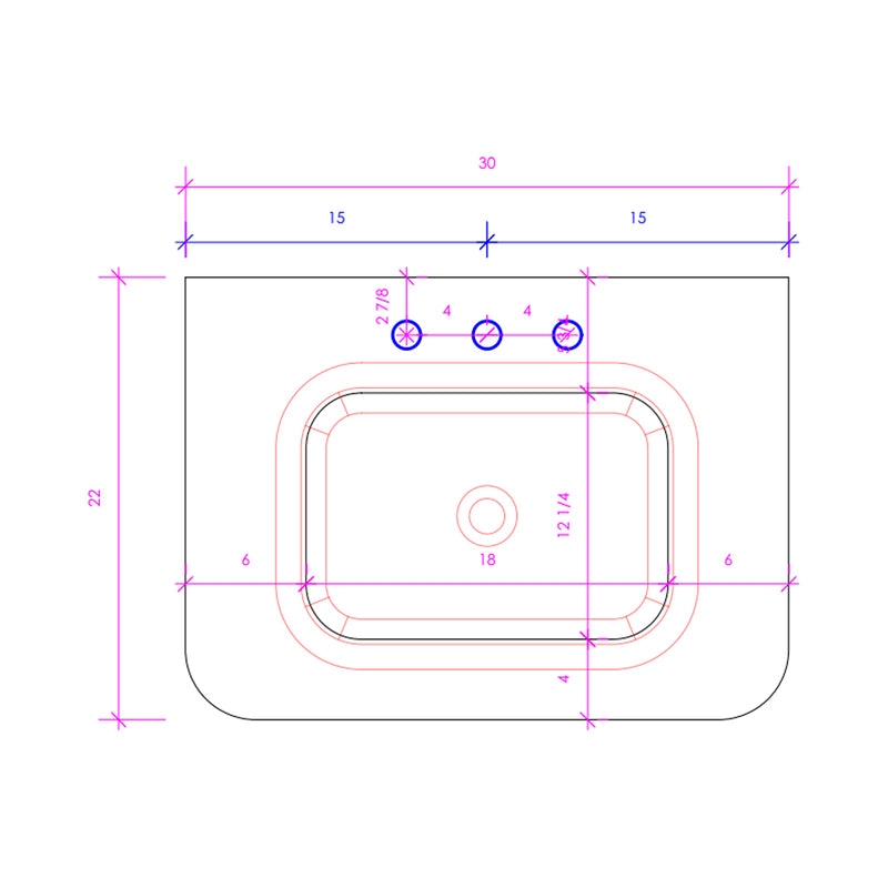 Flutti 2 Drawers Premium Bathroom Vanity with Solid Surface Sink - Wall Mount - 30" Wood/White Oak