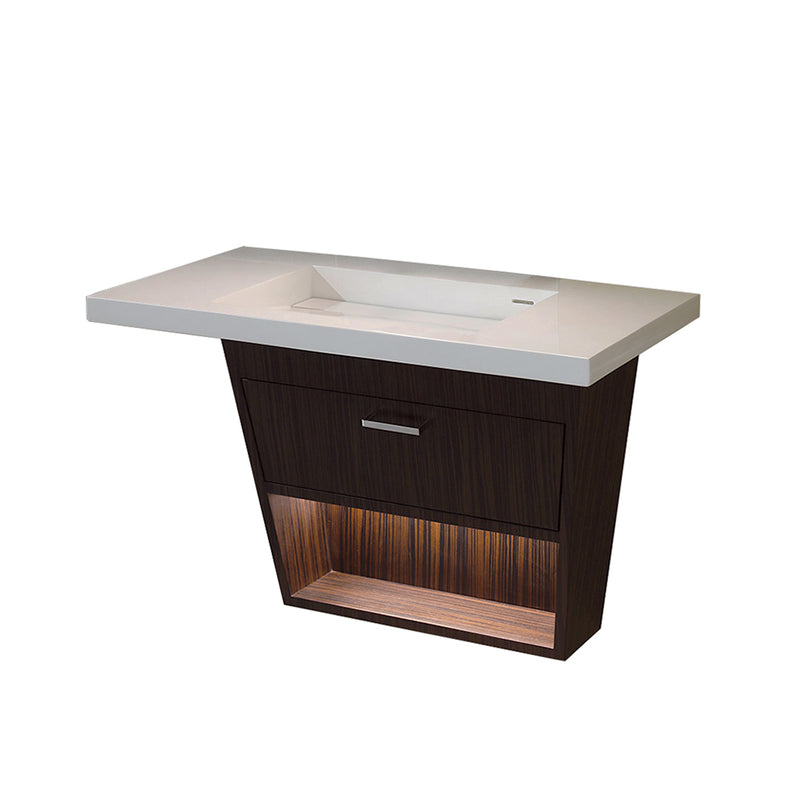 Libera 1 Door Standard Bathroom Vanity with LED Light and Integrated Vanity Sink - Wall Mount - 34" Wood/Natural Walnut