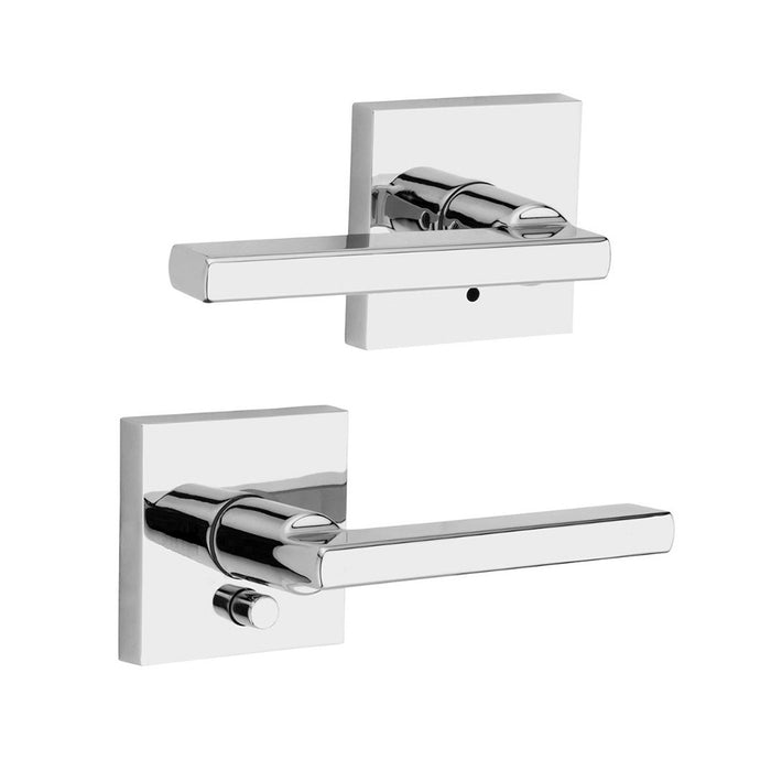 Princeton Square Privacy Door Leverset - Door Mount - 6" Zinc/Polished Chrome