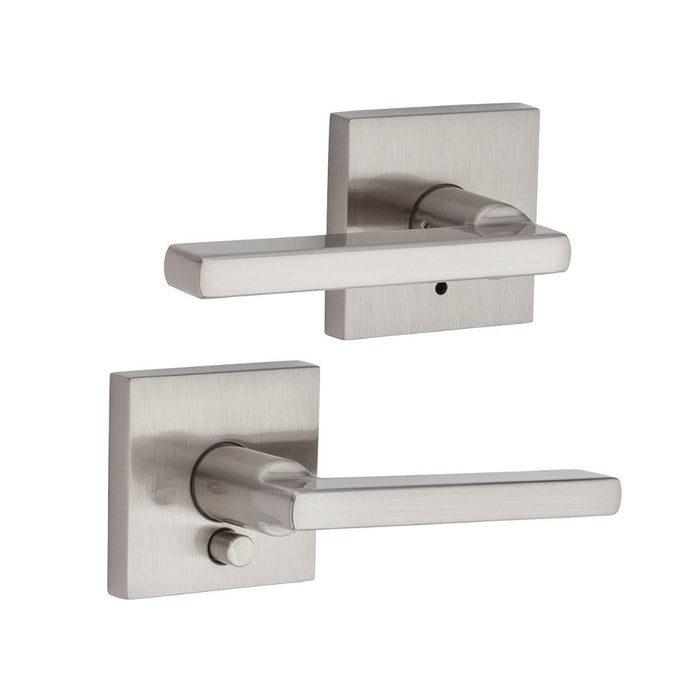 Princeton Square Privacy Door Leverset - Door Mount - 6" Zinc/Brushed Nickel