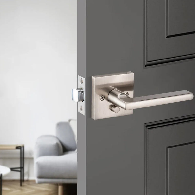 Princeton Privacy Door Leverset - Single Hole - 4" Zinc/Brushed Nickel