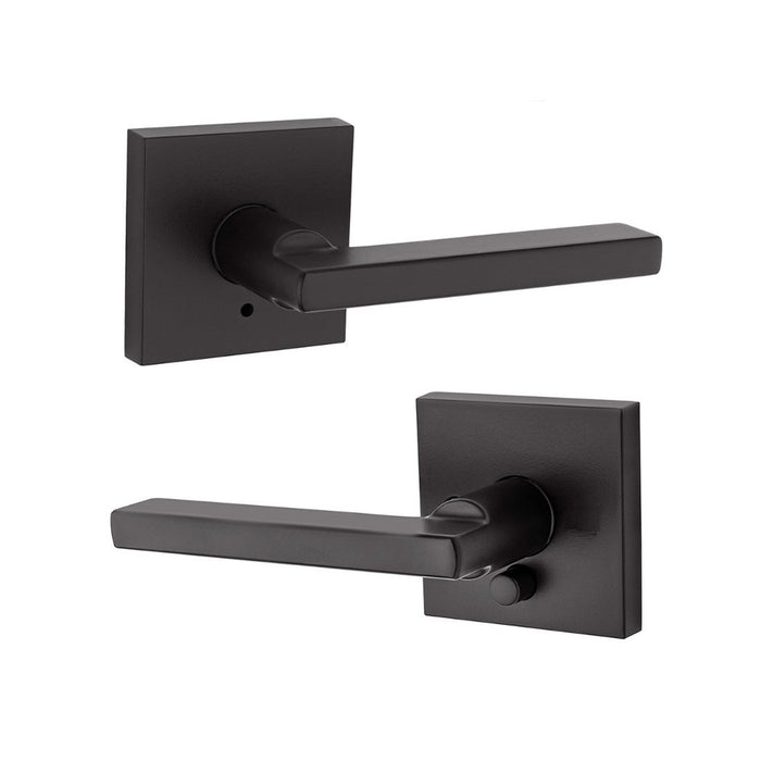 Princeton Square Privacy Door Leverset - Door Mount - 6" Zinc/Matt Black