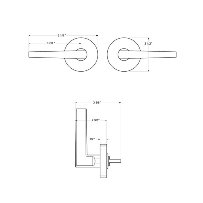 Princeton Round Half Dummy Door Leverset - Door Mount - 6" Zinc/Polished Chrome