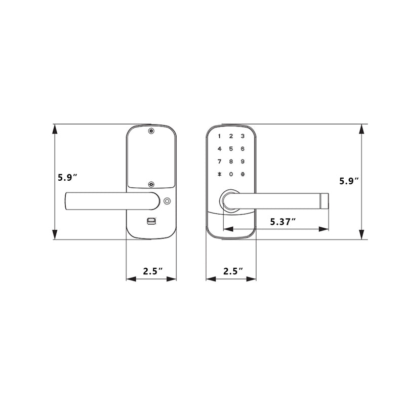 Focus LH Smart Locks - Door Mount - 6" Brass/Black